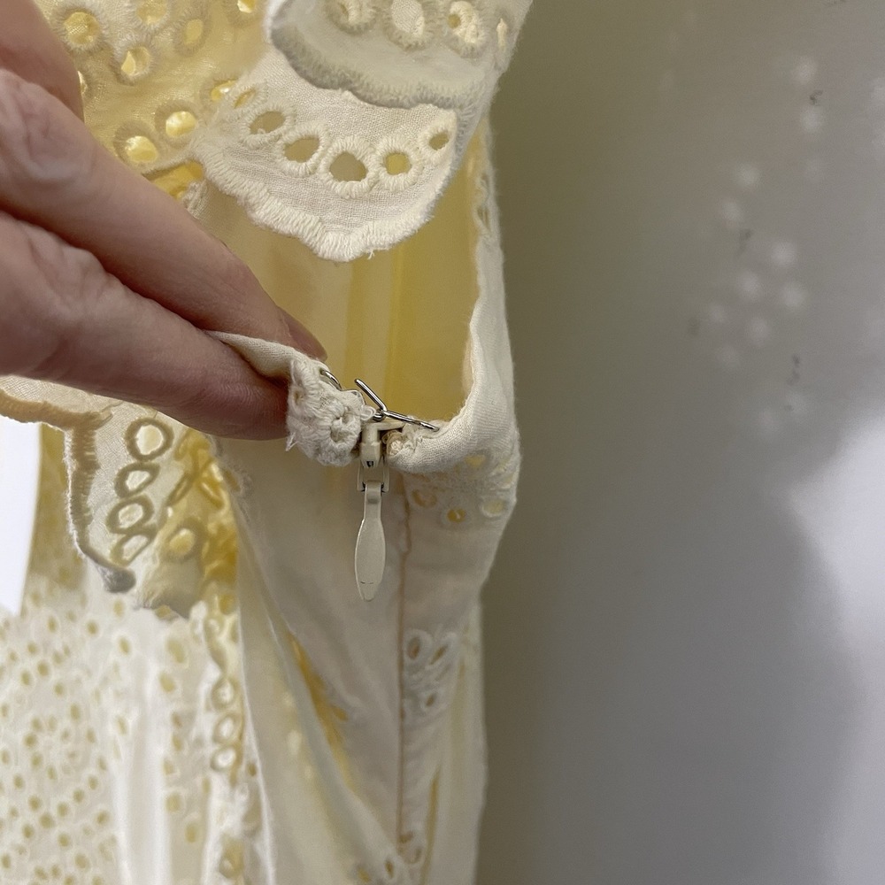 NWT LoveShackFancy Cressida Eyelet Maxi Dress in Pisco Yellow Buttercream MEDIUM - Picture 16 of 16